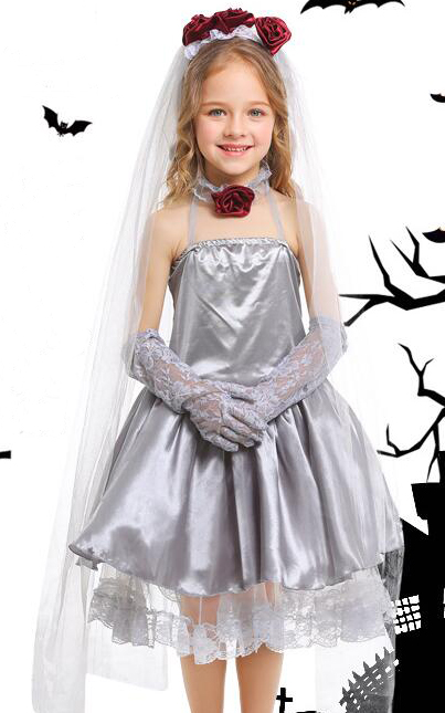 F68157 Ghostly Girl Bride Costume Cemetery Bride Costume Halloween Girl Costume